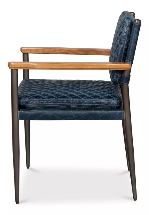 The Harley Chateau Blue Leather Upholstered Accent Chair
