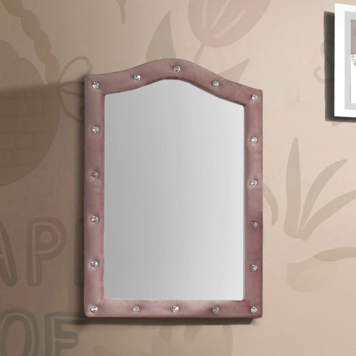 Reggie Pink Upholstered Arched Dresser Mirror