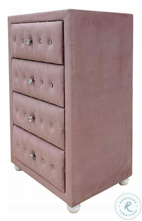 Reggie Pink Fabric Youth Upholstered Panel Bedroom Set