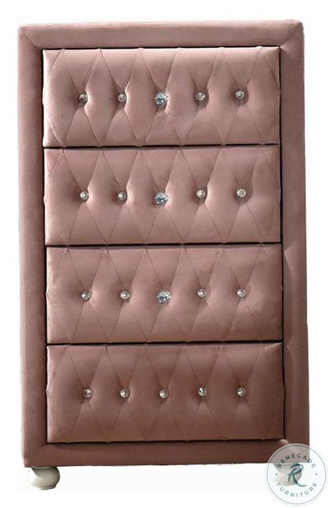 Reggie Pink Fabric 4 Drawer Lingerie Chest