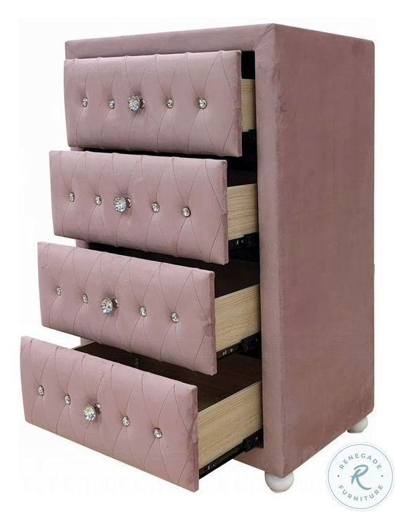 Reggie Pink Fabric Youth Upholstered Panel Bedroom Set