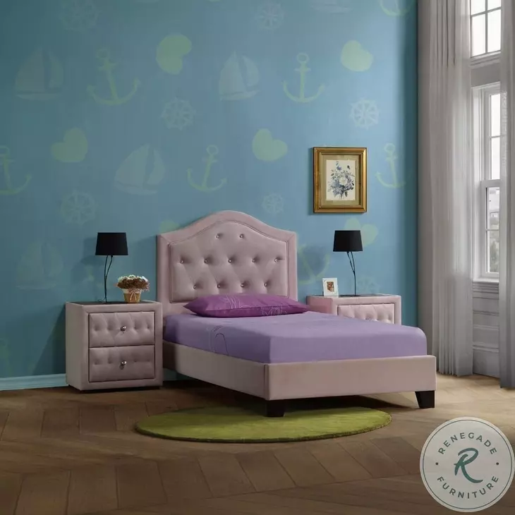 Reggie Pink Fabric Full Upholstered Panel Bed