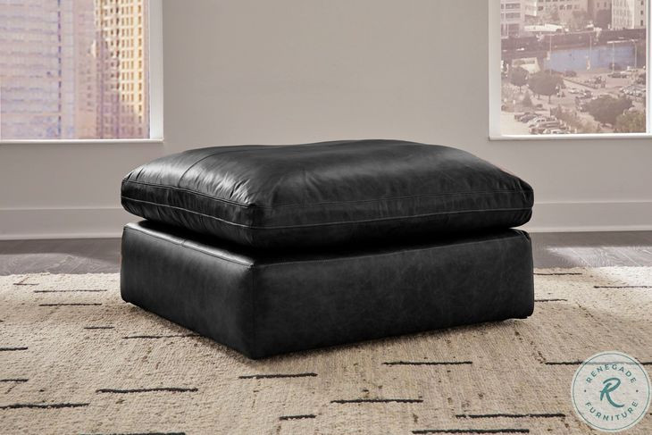 Emilia Black Leather Oversized Accent Ottoman From Ashley