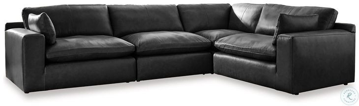 Emilia Black Leather Modular 4 Piece Sectional