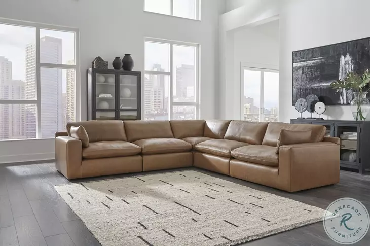 Emilia Caramel Modular 5 Piece Sectional