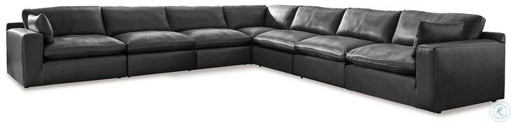 Emilia Black Leather Modular 7 Piece Sectional
