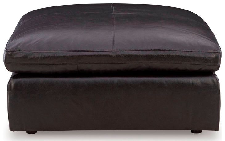 Emilia Black Leather Oversized Accent Ottoman