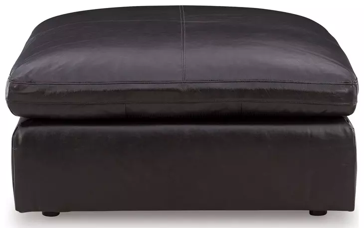 Emilia Black Leather Oversized Accent Ottoman