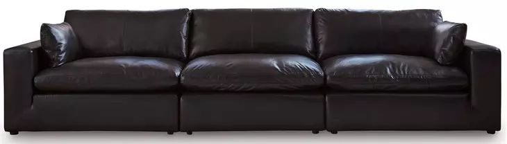 Emilia Black Leather Modular 140" Sofa