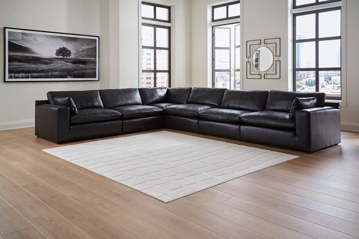 Emilia Black Leather Modular 6 Piece Sectional