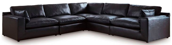 Emilia Black Leather Modular 5 Piece Sectional