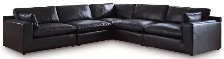 Emilia Black Leather Modular 5 Piece Sectional