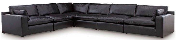 Emilia Black Leather Modular 6 Piece Sectional