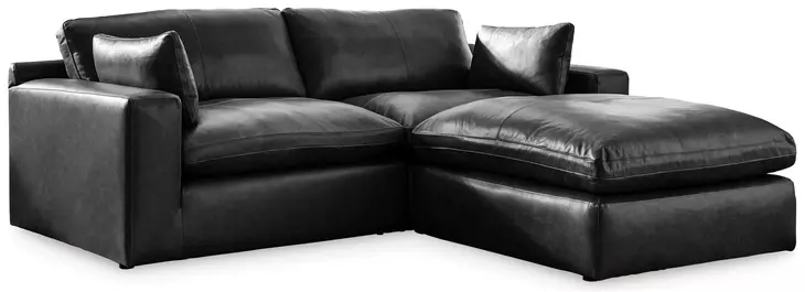 Emilia Black Leather Modular 3 Piece Sectional