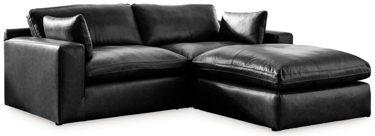 Emilia Black Leather Modular Sectional