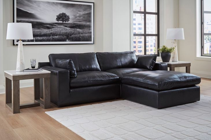 Emilia Black Leather Modular Sectional