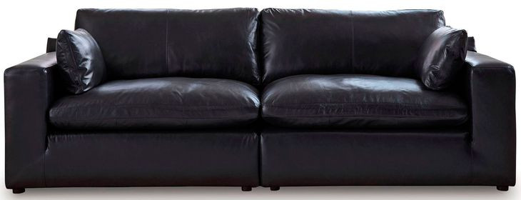 Emilia Black Leather Modular Loveseat