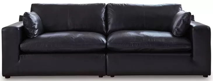 Emilia Black Leather Modular 99" Loveseat