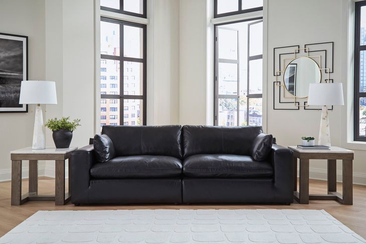 Emilia Black Leather Modular Loveseat