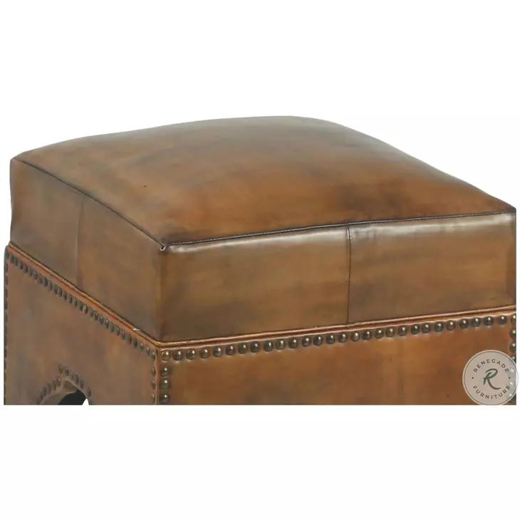 Giuseppe Brown Leather Footstool