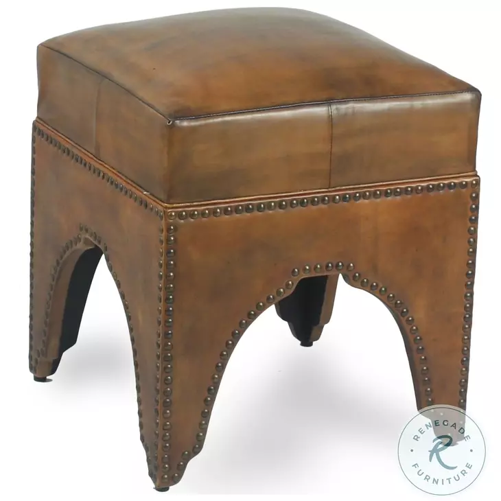 Giuseppe Brown Leather Footstool