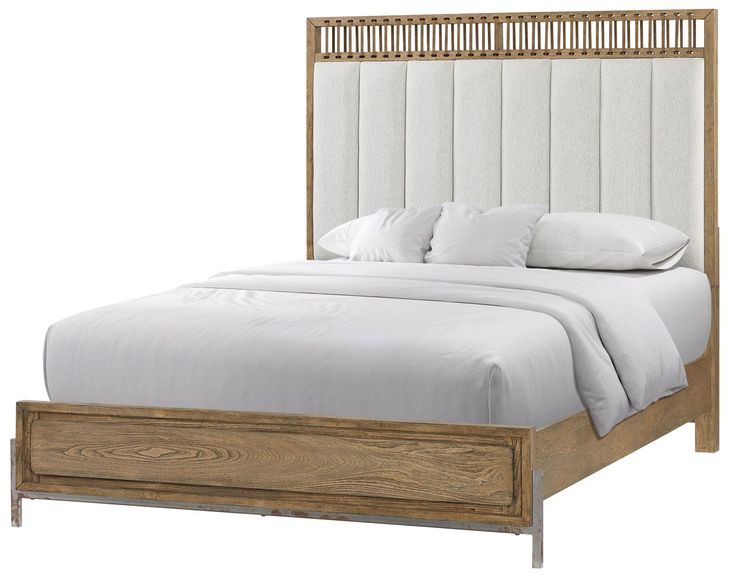 Aurora Latte Queen Upholstered and Leather Panel Bed