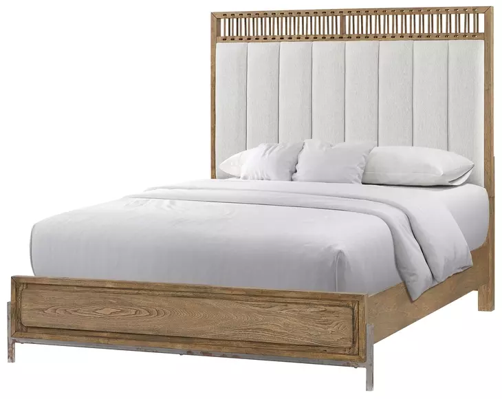 Aurora Latte Queen Upholstered and Leather Panel Bed