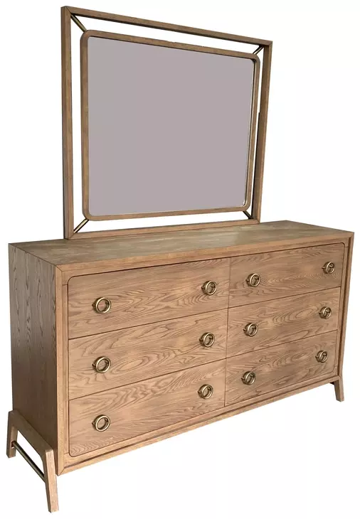 Aurora Latte Wood and Metal Mirror