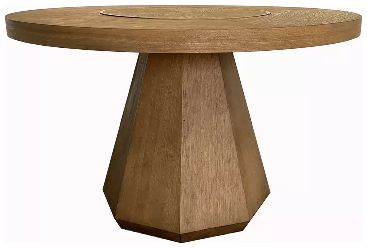 Aurora Latte Round Dining Table with Lazy Susan