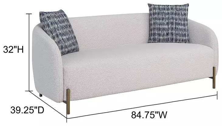 Aurora Ivory 85" Dreamy Rounded Sofa