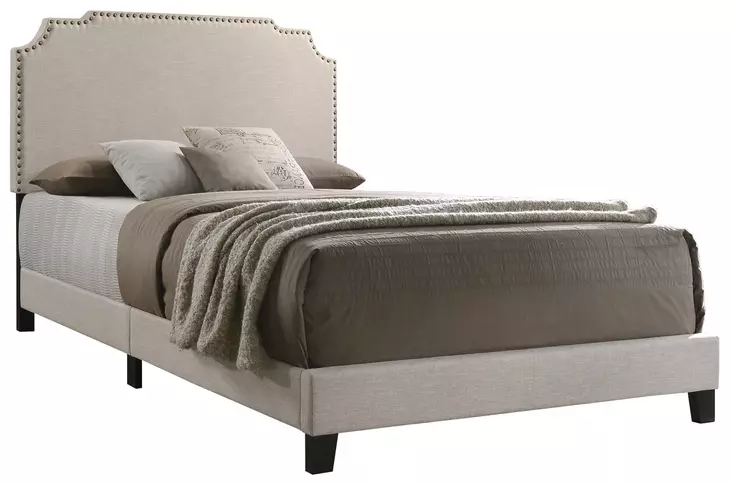 Tamarac Beige Upholstered Queen Panel Bed