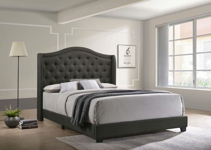 Sonoma Gray Upholstered King Panel Bed