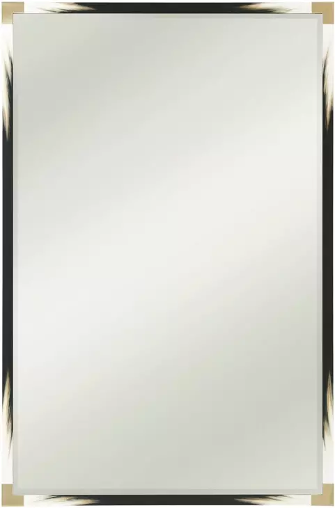 TA Originals Ivory and Black Rectangular Large Cutting Edge Wall Mirror