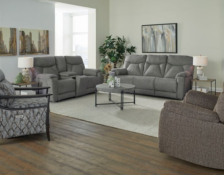 Conrad Winslow Charcoal Power Reclining 88" Sofa with Power Headrest