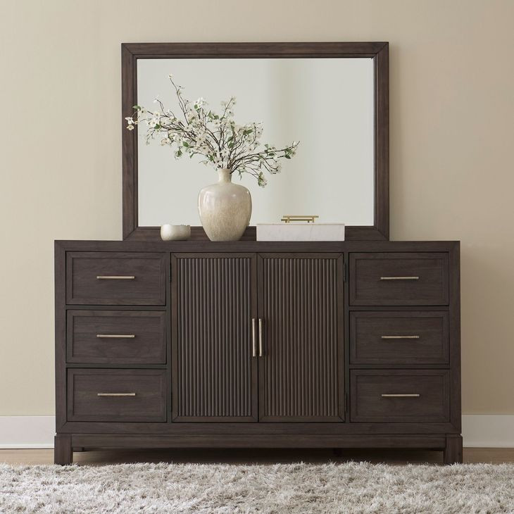 Urban Cut Caffe 6 Drawer Dresser with Mirror
