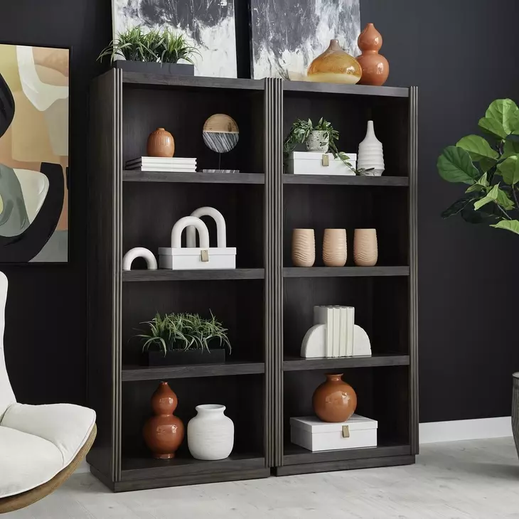 Contemporary Line Caffe 2 Piece Bunching Bookcase Set