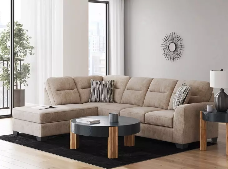Olten Mocha 2 Piece Modular Sectional with LAF Chaise