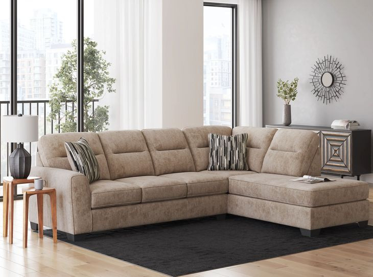 Olten Mocha 2 Piece Modular Sectional with RAF Chaise