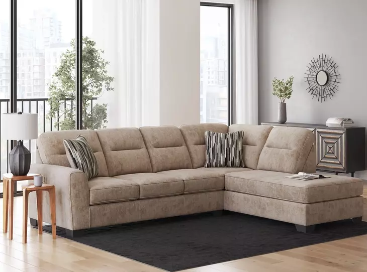 Olten Mocha 2 Piece Modular Sectional with RAF Chaise