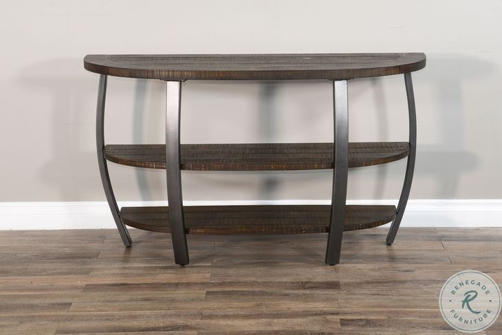 Havenstead Dark Brown Half Circle Sofa Table
