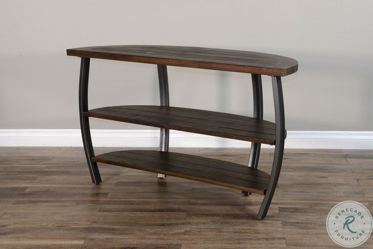 Havenstead Dark Brown Half Circle Sofa Table