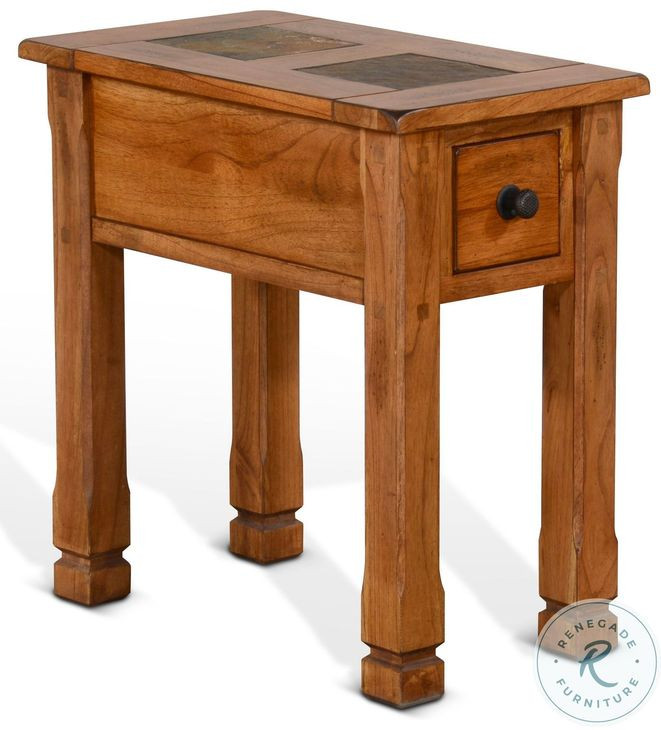 Cozy Luxe Beige 15" Rectangular Chair Side Table