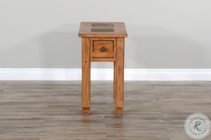 Cozy Luxe Beige 15" Rectangular Chair Side Table