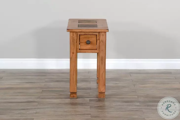 Cozy Luxe Beige 15" Rectangular Chair Side Table