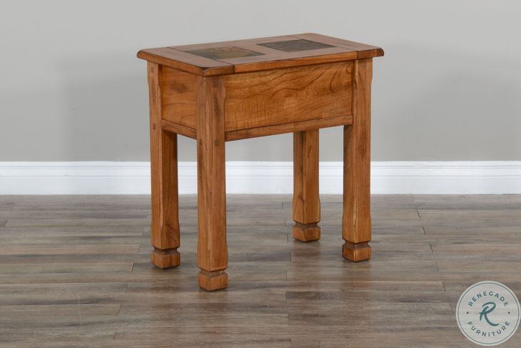 Cozy Luxe Beige 15" Rectangular Chair Side Table