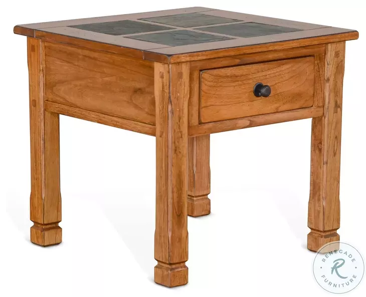 Crimson Ridge Beige Square End Table with Drawer