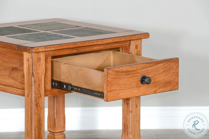 Crimson Ridge Beige Square End Table with Drawer