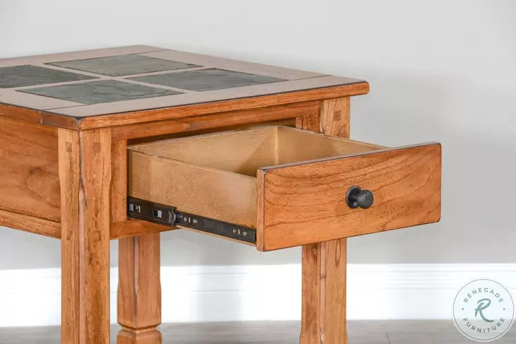 Crimson Ridge Beige Square End Table with Drawer