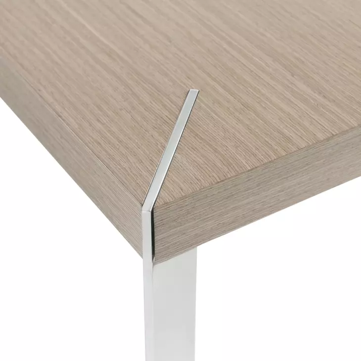 Modulum Polished Stainless Steel And Sahara Extendable Dining Table
