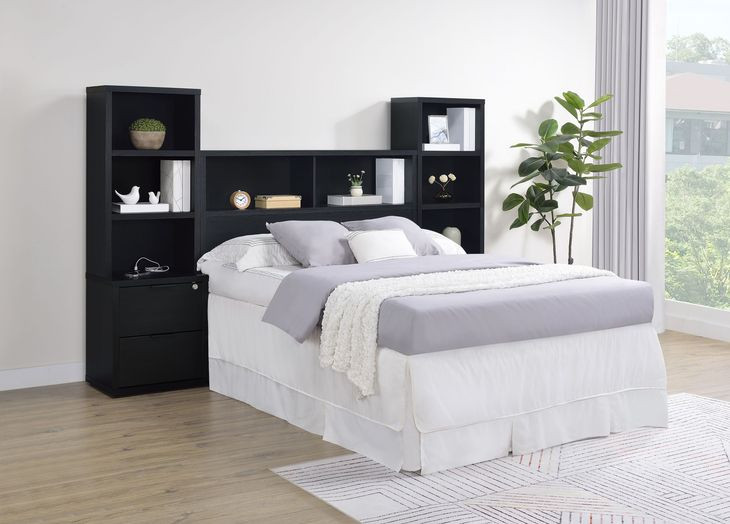 Westpark Black Full Storage Bookcase Headboard